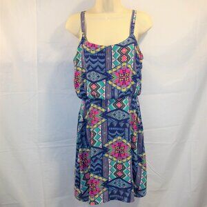 Rue21 Juniors Dress Size Medium Spaghetti Straps Lined Geometric Multi Color
